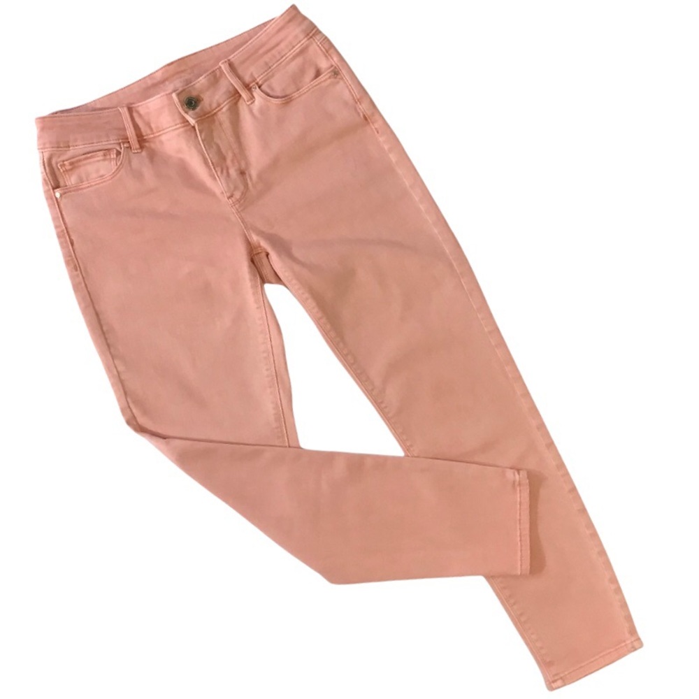 White House Black Market The Skinny Crop Coral Jeans Size 0 Stretchy Mid Rise
